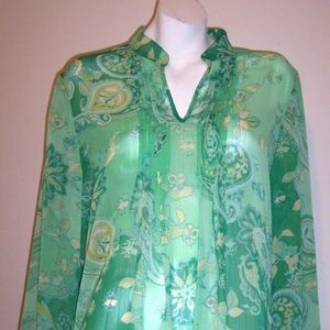 Susan Graver Crinkled Chiffon Blouse W/ Tank NWOT